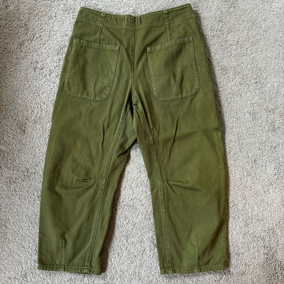 Free People We The Free Osaka Mid Rise Olive Green Barrel Jeans Pants - Picture 10 of 10